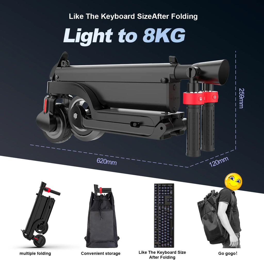Foldable Adult Electric Scooter — 25 km/h (15.5 mph), 350W Motor, App Control, 7.5Ah Battery